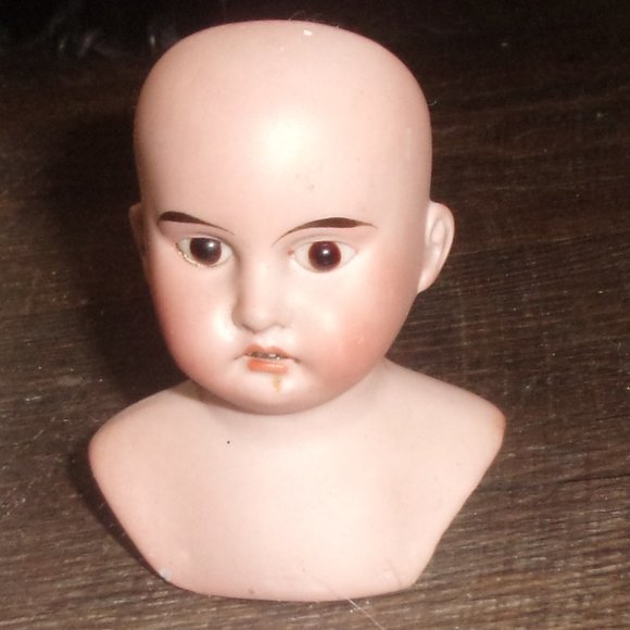 Antique Armand Marseille bisque doll head 9/0 wig